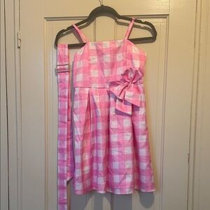 Barbie costume Pink Checkered Dress with Bow